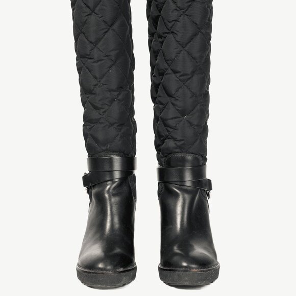 Moncler New Cernobbio Black Quilted Leather Wedge Boots - Picture 3 of 11
